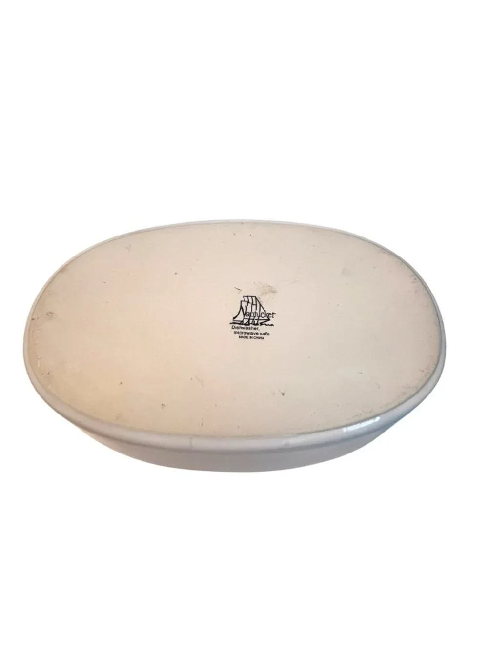 Nantucket White Ceramic Oval Serving Dish With Handles Microwave & Dishwasher Sa